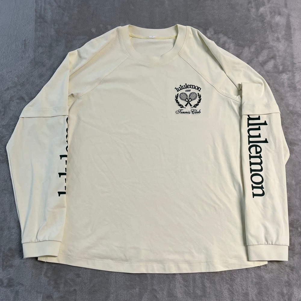 Lululemon Tennis Club Layered Long Sleeve Graphic T-Shirt Yellow Size 10* Prep